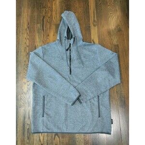 Jack Wolfskin Hoodie Men's 3XL Gray Full Zip Ribbed Texture Outdoor Casual Logo